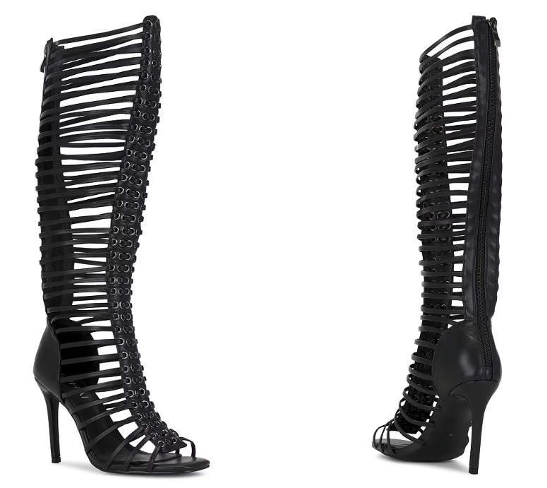 Sandal Strappy Heeled - Sandales bottes noires à talons aiguilles