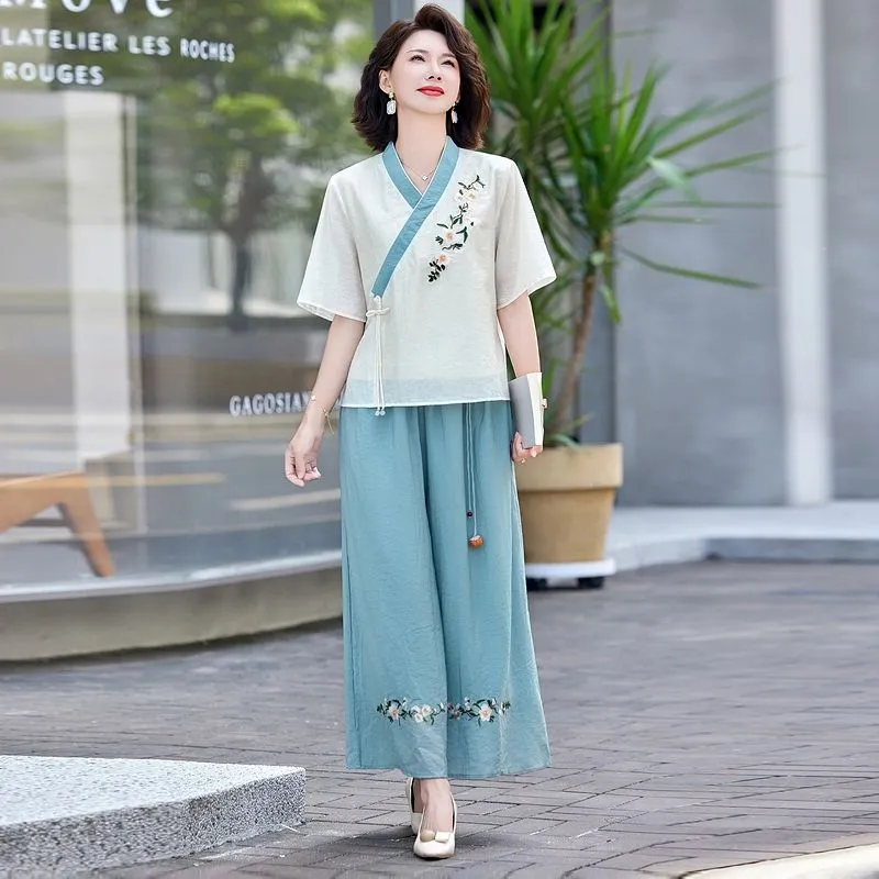 Linen Pant Wide - Ensemble deux pièces en lin de