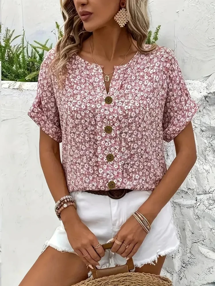 Romper Floral Print - Chemises pour femmes grande taille 2025